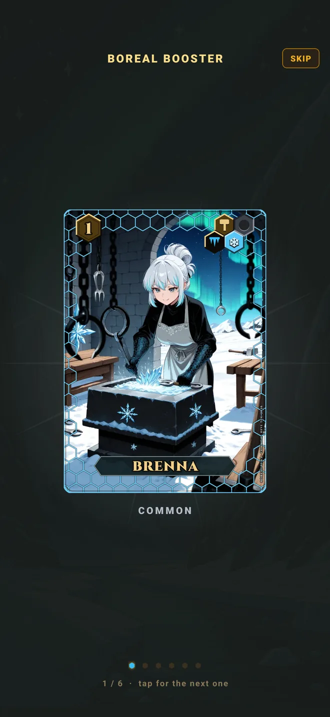 Hive TCG — a card being revealed from a booster pack