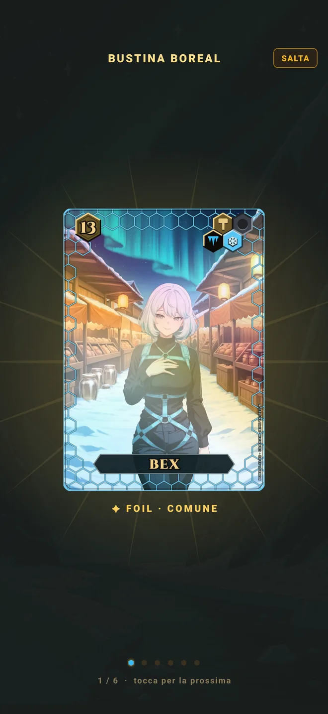 Hive TCG — una carta rivelata dall'apertura di una bustina